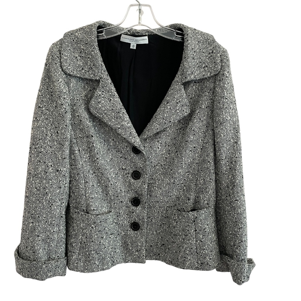 Carolina Herrera New York Blazer Jacket Size 12 Wool Silk